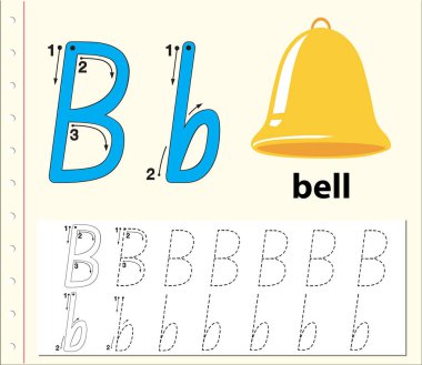 B harfi izleme alfabe çalışma illüstrasyon