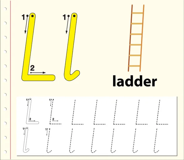 Letra Trazado Hojas Trabajo Del Alfabeto Ilustración — Vector de stock
