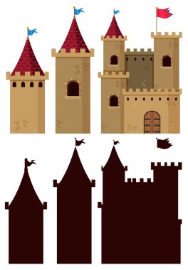 Set of castle building illustration