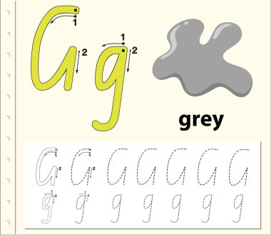 G harfi izleme alfabe çalışma illüstrasyon