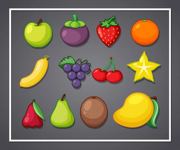 Set Fruit Frame Illustration — ストックベクタ