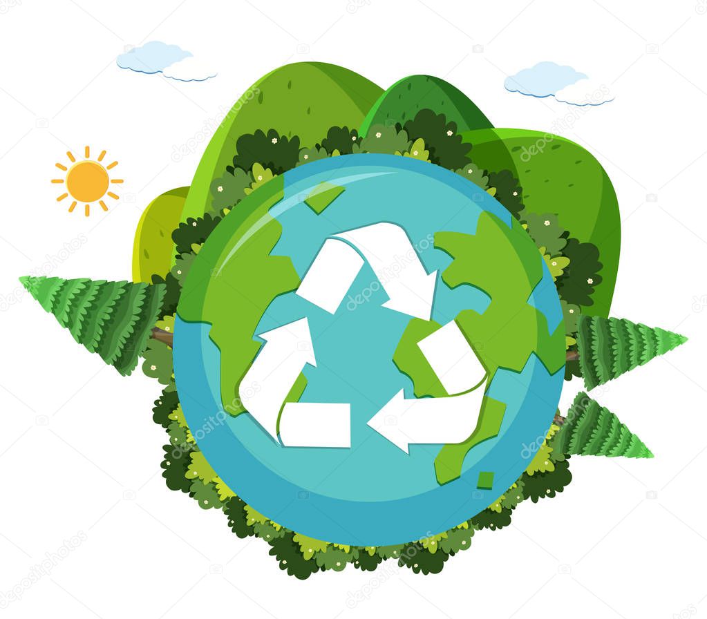 An earth recycle logo illustration
