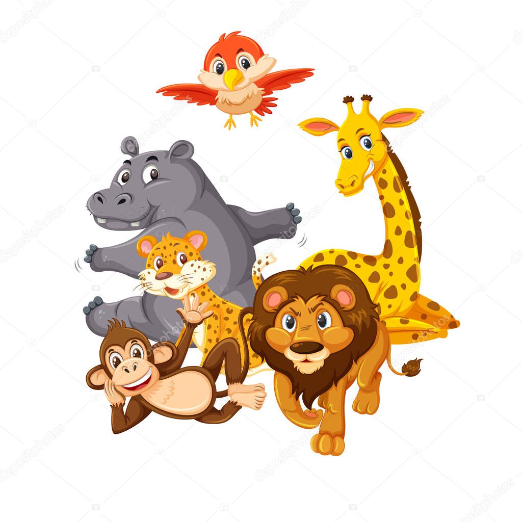 Group of wild animals illustration