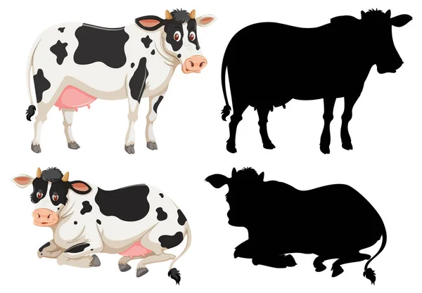 Conjunto Ilustração Caráter Vaca —  Vetores de Stock