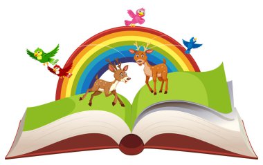 Açık kitap Illustration geyik