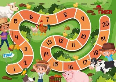 Çiftlik labirent oyun şablon çizimi