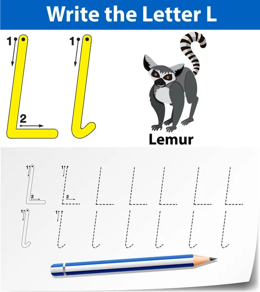 Letra Trazado Hojas Trabajo Del Alfabeto Ilustración — Vector de stock