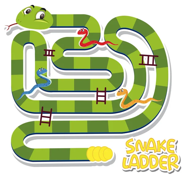 Snake Stege Spel Mall Illustration — Stock vektor