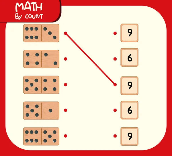 Illustration Feuille Calcul Numéro Correspondant Domino — Image vectorielle