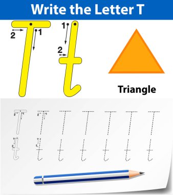 T harfinin izleme alfabe çalışma illüstrasyon
