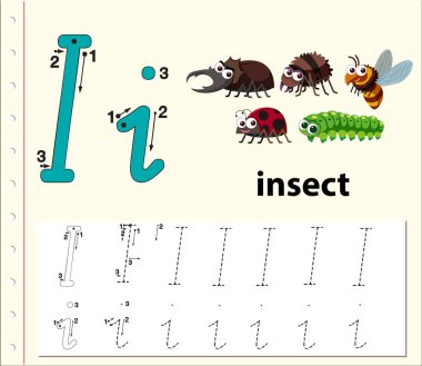 Harf ı alfabe çalışma sayfası illüstrasyon izleme
