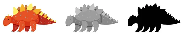 Conjunto Ilustración Carácter Dinosaurio Stegosaurus — Archivo Imágenes Vectoriales