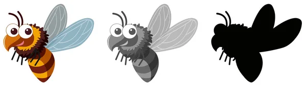Set Bee Character Illustration — Stock Vector