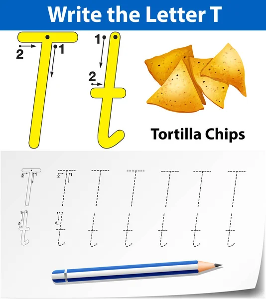 Letter Tracering Alfabet Werkbladen Illustratie — Stockvector