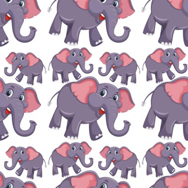Bir fil Dikişsiz desen illüstrasyon