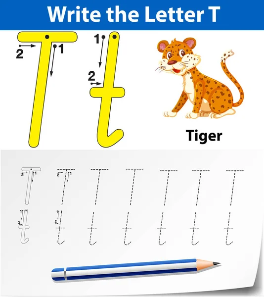 T harfinin izleme alfabe çalışma illüstrasyon