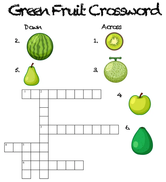 Πράσινα Φρούτα Σταυρόλεξο Πρότυπο Εικονογράφηση — Διανυσματικό Αρχείο