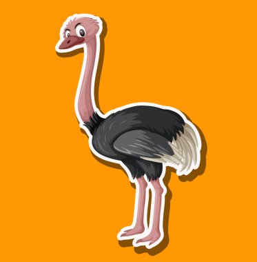 Bir basit devekuşu etiket illüstrasyon