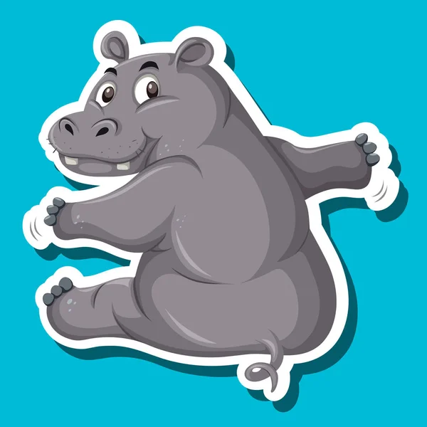 Uma Ilustração Simples Adesivo Hipopótamo — Vetor de Stock