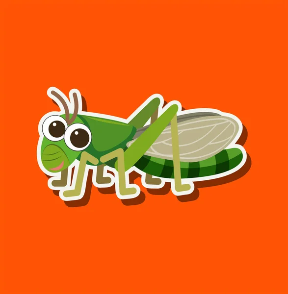 Adesivo Grasshopper Sfondo Arancione Illustrazione — Vettoriale Stock