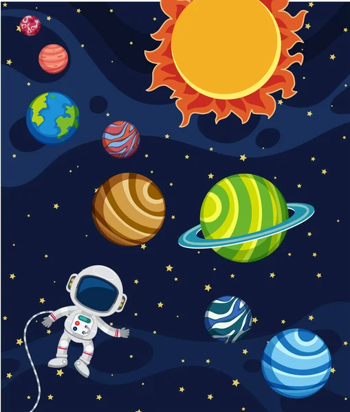 Una Ilustración Escena Del Sistema Solar — Vector de stock