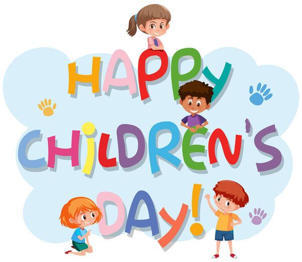 Happy children's day logo illustration