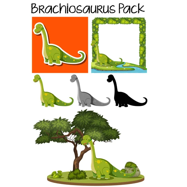 Paquete Ilustración Braquiosaurio — Vector de stock