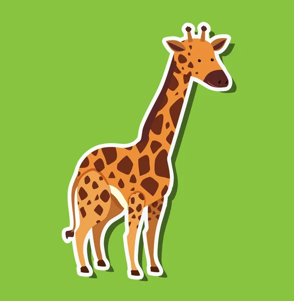Adesivo Giraffa Sfondo Verde Illustrazione — Vettoriale Stock
