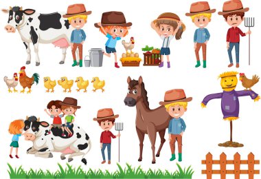 Çiftçi eleman illüstrasyon kümesi