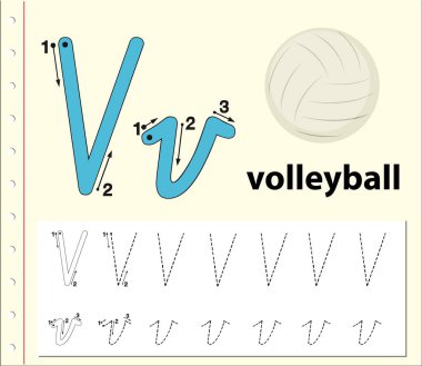 Harf V izleme alfabe çalışma sayfaları