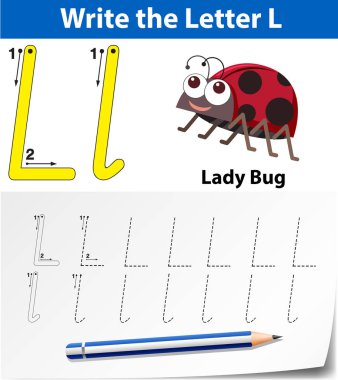 L harfi izleme alfabe çalışma sayfaları