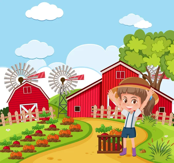 Un agricultor cosecha vetgetable — Vector de stock