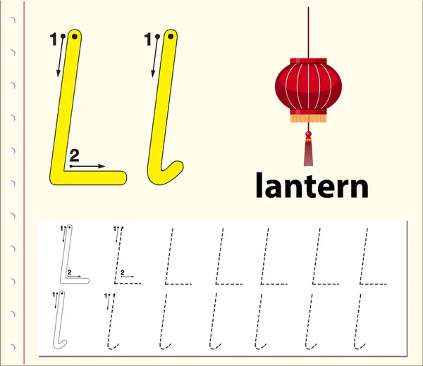 Lettre L traçage alphabet feuilles de calcul — Image vectorielle