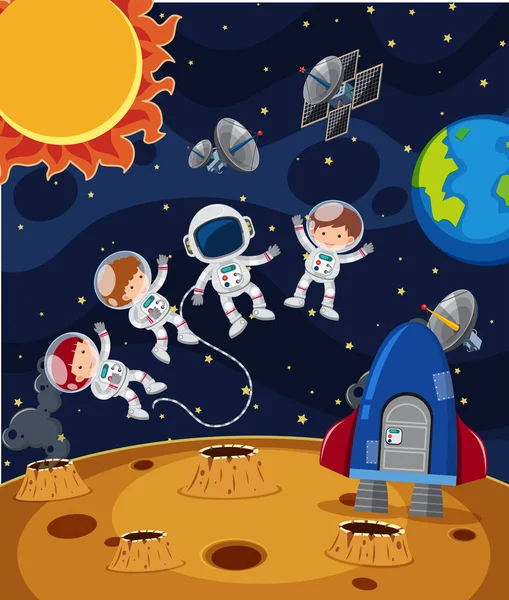 Astronaut v prostoru scény — Stockový vektor