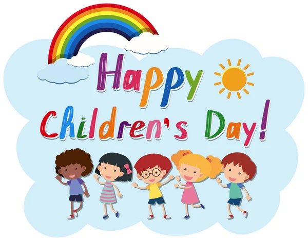 Modèle de jour heureux enfants — Image vectorielle