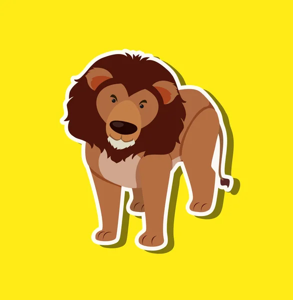 Un león sobre fondo amarillo — Vector de stock