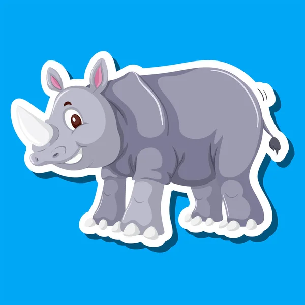 Un rinoceronte sobre fondo azul — Vector de stock