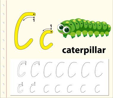 Harf C alfabe çalışma sayfalarını izleme