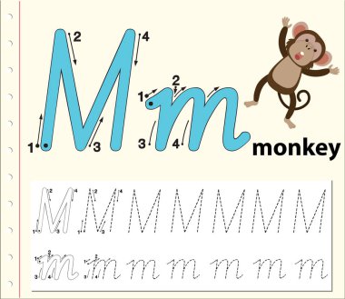 A harfi izleme alfabe çalışma sayfaları