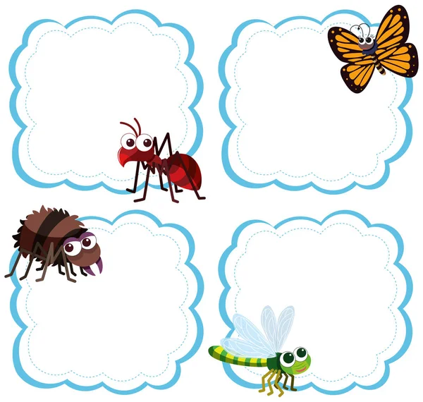 Insektensatz auf dem Zettel — Stockvektor