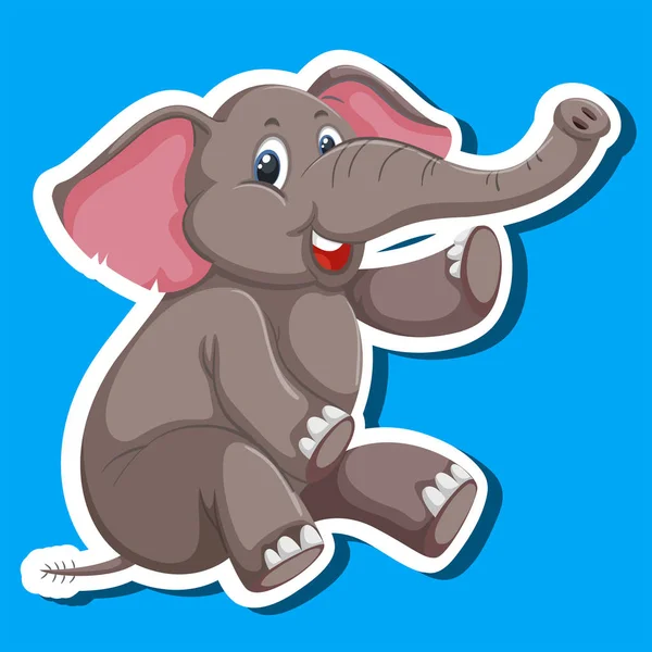 Egy elefánt matrica karakter — Stock Vector