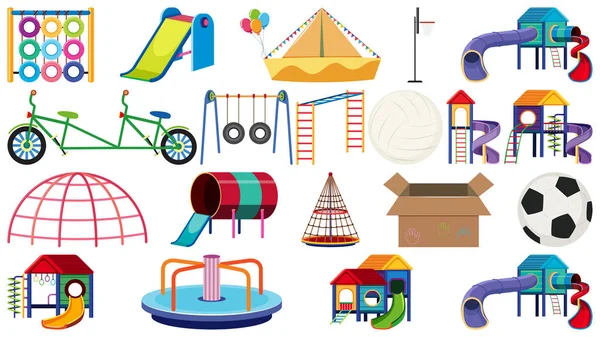 Set of playground equipments — Stock Vector