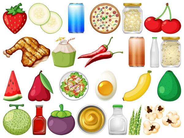 Ensemble de délicieux aliments — Image vectorielle