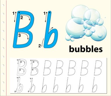 B harfi izleme alfabe çalışma sayfaları