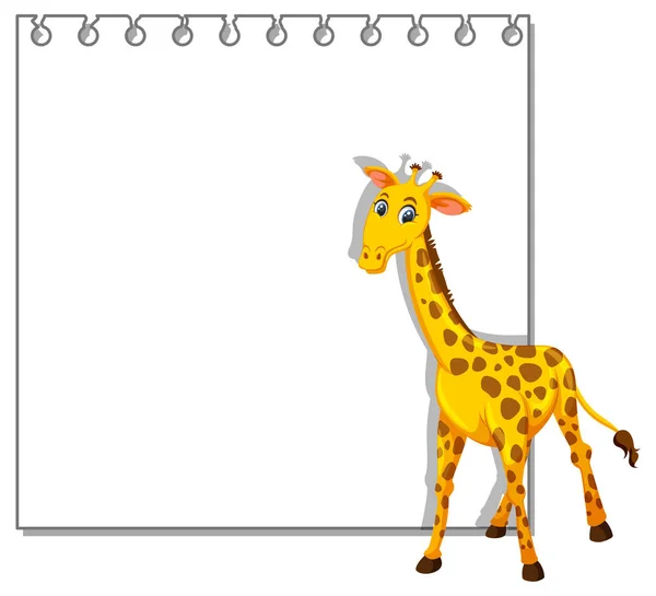 Giraffe op Notitiesjabloon — Stockvector