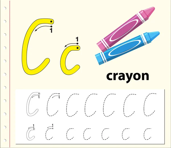 Hojas de trabajo del alfabeto de seguimiento de la letra C — Vector de stock