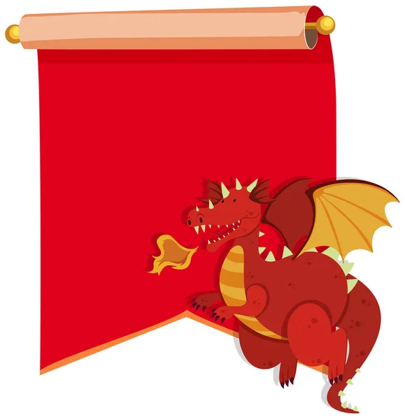 Modèle Dragon sur rouge — Image vectorielle