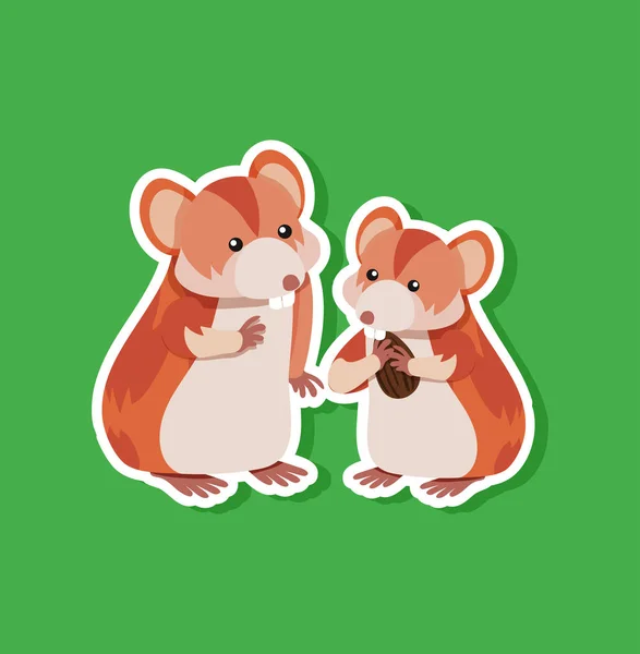 Niedlichen Hamster Aufkleber Charakter — Stockvektor