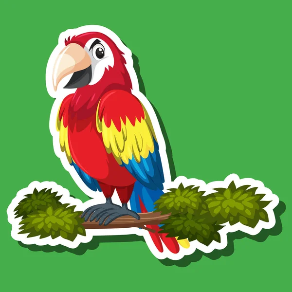 Mignon personnage autocollant perroquet — Image vectorielle