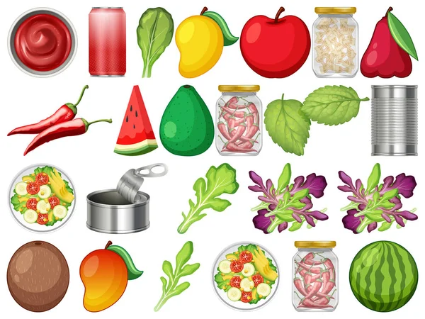 Ensemble d'aliments sains — Image vectorielle